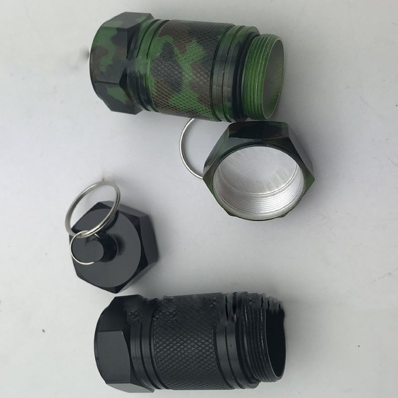 Mini Portable Aluminium Alloy Pillbox Key Ring Waterproof Medicine Container Bottle(Army Green) - Image 4