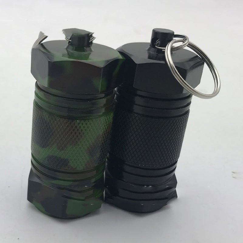 Mini Portable Aluminium Alloy Pillbox Key Ring Waterproof Medicine Container Bottle(Army Green) - Image 5