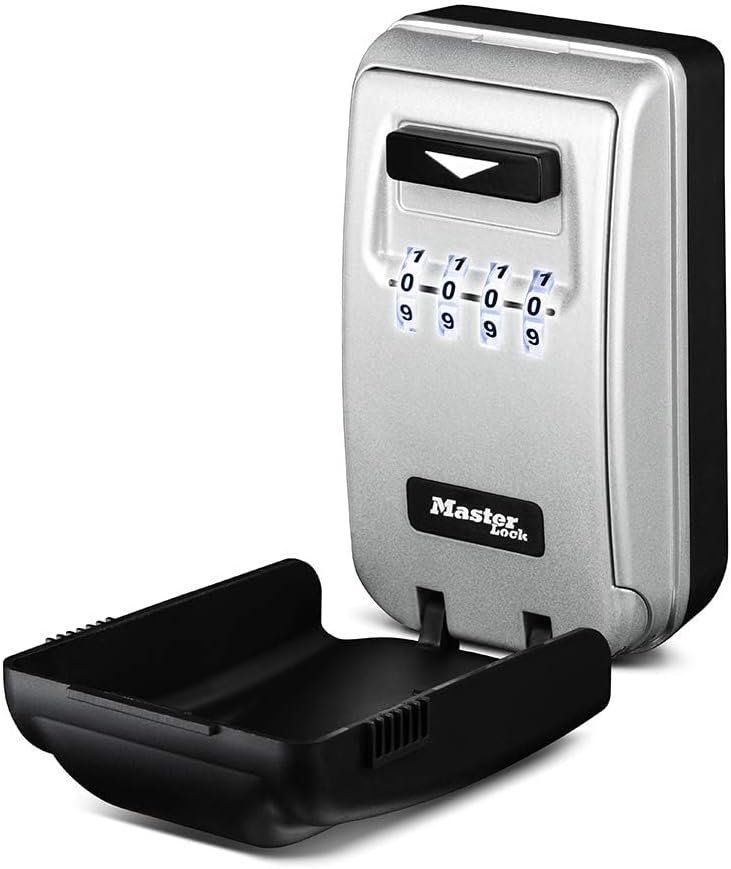 MasterLock 5425D Set Your Own Combination Wall Mount Lock Box with Light Up Dials, 6 Key Capacity, Black - Image 1