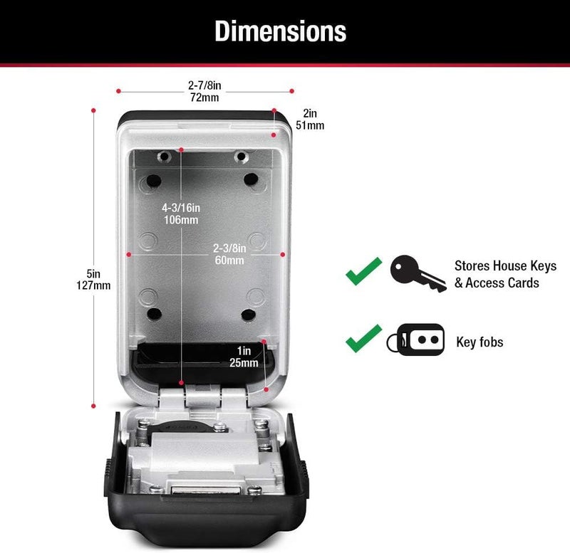 MasterLock 5425D Set Your Own Combination Wall Mount Lock Box with Light Up Dials, 6 Key Capacity, Black - Image 5