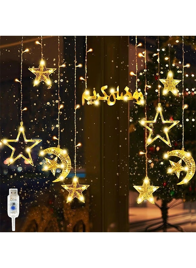 يواوليتي أضواء رمضان ، زينة رمضان ، أضواء سلسلة نجمة القمر ، بما في ذلك أضواء السلاسل وعلامة عنصر رمضان للزينة في الأماكن المغلقة في الهواء الطلق - Image 1