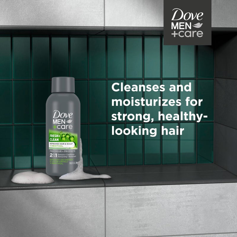 Dove Men+Care DOVE MEN + CARE Fortifying 2 in 1 Shampoo and Conditioner Fresh and Clean with Caffeine for Normal to Oily Hair Helps Strengthen Thinning Hair 3 oz - Image 3