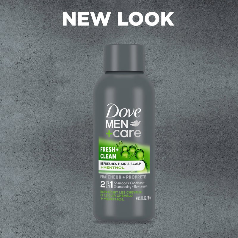 Dove Men+Care DOVE MEN + CARE Fortifying 2 in 1 Shampoo and Conditioner Fresh and Clean with Caffeine for Normal to Oily Hair Helps Strengthen Thinning Hair 3 oz - Image 2