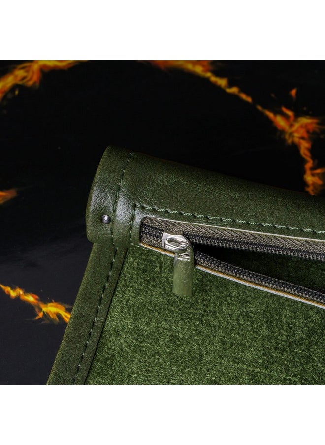 cusdie 2 In 1 Dice Rolling Mat & Zippered Dice Holder Dice Tray- Compatible With Dnd Polyhedral Dice Dungeons And Dragon (Leatherette-Green)  - Image 3