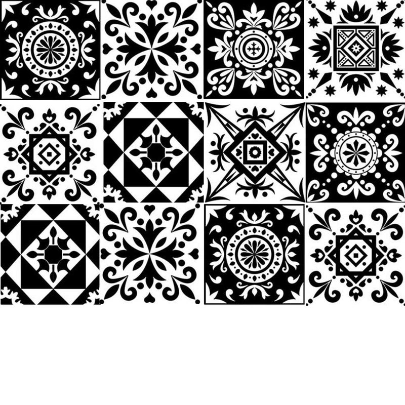 kakofaci Kakofaci Black and White Tile Wall Stickers 12 Pcs 6X6 in Kitchen and Bathroom Backsplash Decorative Stickers Removable Waterproof Decals Peel and Stick 
