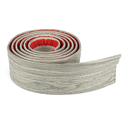 COUKIU Flexible Baseboard Molding Trim, Peel and Stick Rubber Wall Base Moulding Trim, 4 Inch x 10 Feet Self-Adhesive Vinyl Wall Base Cove Base (Gray Wood Color) - Image 1