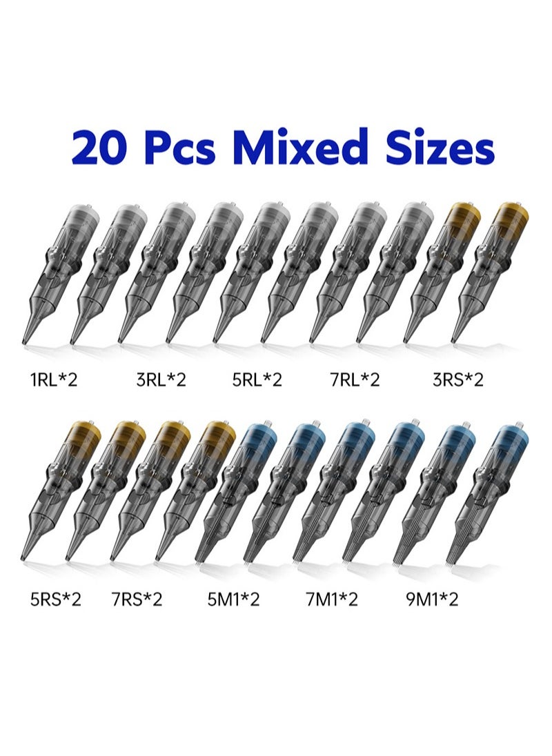 HaLunhi 20-Piece Tattoo Needle Box Needles, 2 of each of 10 #12 Tattoo Needles, with Laminated Rubber for Stability, Round Liner Needles Disposable Needles, Individually Wrapped, Compatible with All Pen-Style Tattoo Machines (1RL, 3RL, 5RL, 7RL, 3RS, 5RS, 7RS, 5M1, 7M1, 9M1)  - Image 1