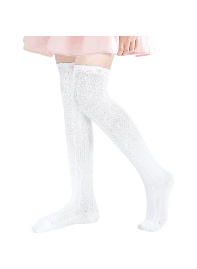 Barbie Children'S Mid-Calf Socks, Girls' Summer Thin Mesh Long Socks, Baby Over-Knee High Socks, Half-Leg Socks, White + White - Image 2