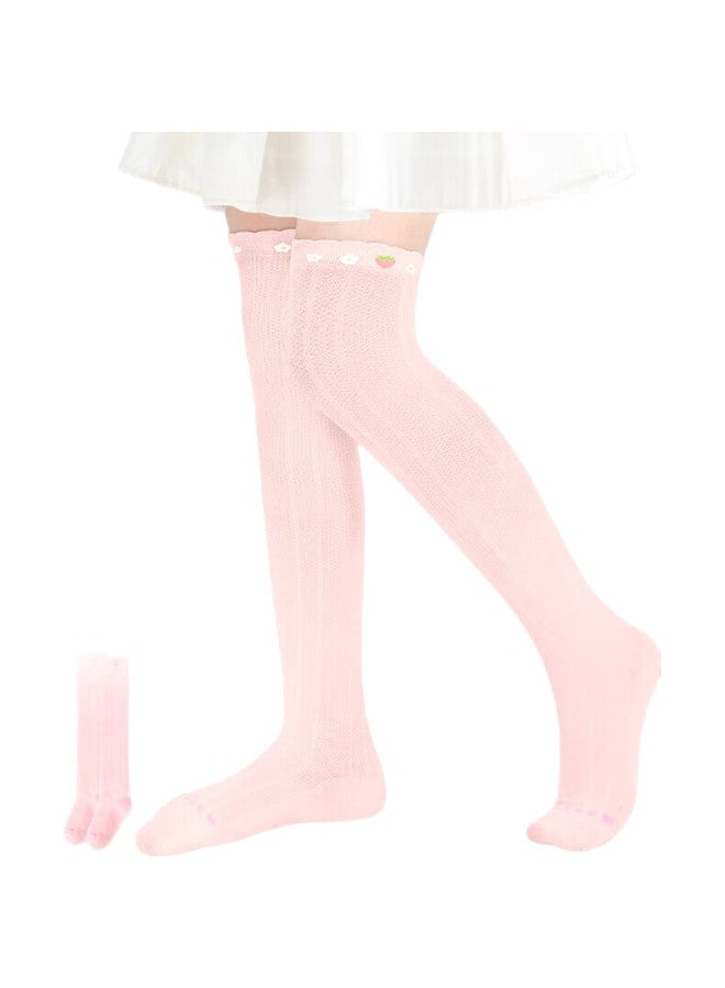 Barbie Children'S Mid-Calf Socks, Girls' Summer Thin Mesh Long Socks, Baby Over-Knee High Socks, Half-Leg Socks, White + White - Image 1