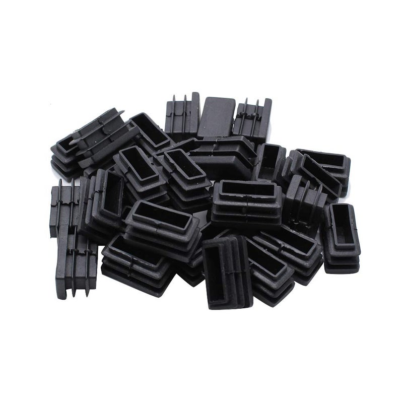 Yoohey يوهي 30 قطعة أغطية نهاية مستطيلة سوداء بلاستيكية لأرجل الأثاث والطاولات والكراسي أنابيب إدراج أغطية ختامية محمية 13 × 26 مم