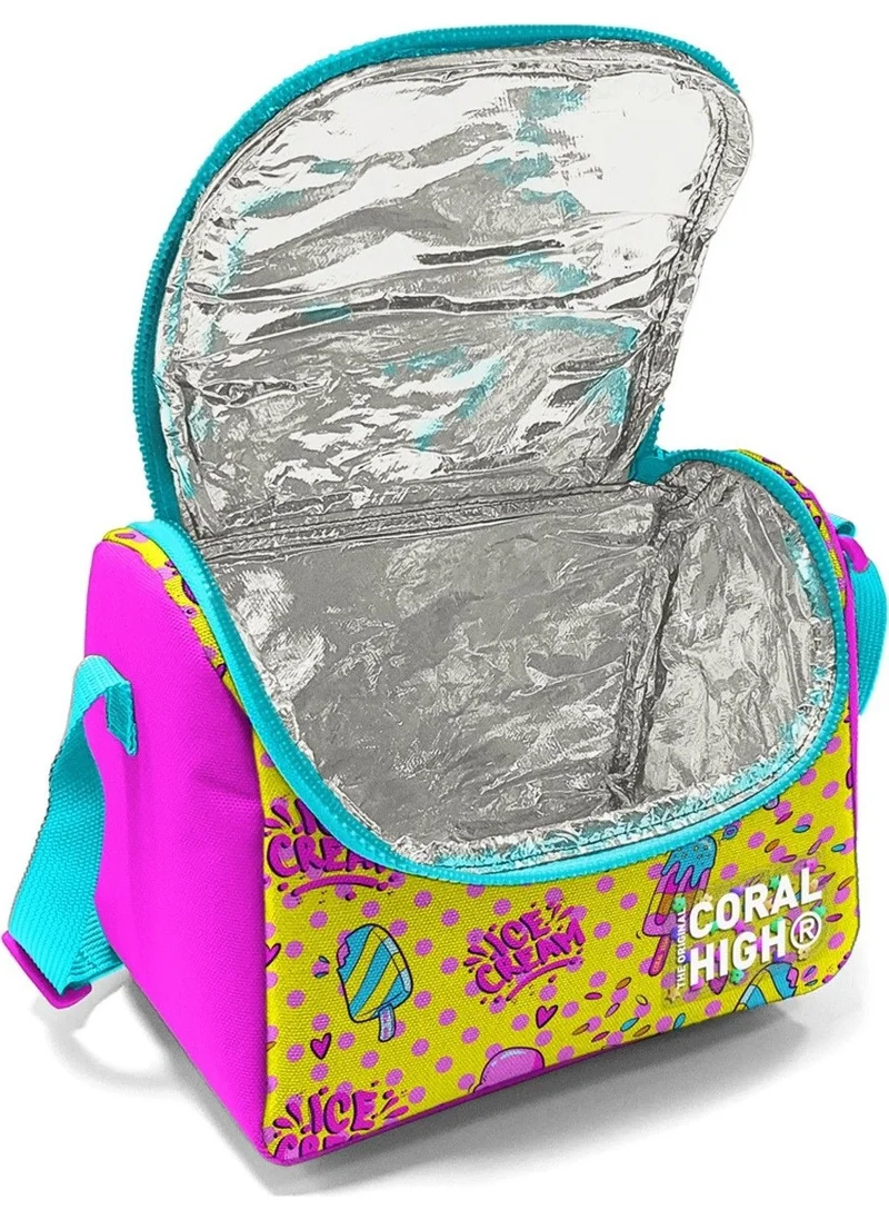 CORAL HIGH Mixed Ice Cream Patterned Girl Thermal Insulated Lunch Bag and Pencil Case Set