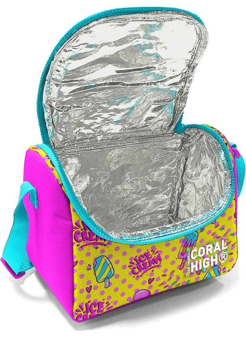 CORAL HIGH Mixed Ice Cream Patterned Girl Thermal Insulated Lunch Bag and Pencil Case Set  - Image 2