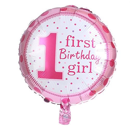 FI - FLICK IN 1st Birthday Decoration Theme for Baby Girl, First Year Bday Supplies Items Number 1 Foil Balloon, 2 Round and 2 heart Foil Balloons for Kids Gifts Set (Pink, 5 Pieces) - Image 3