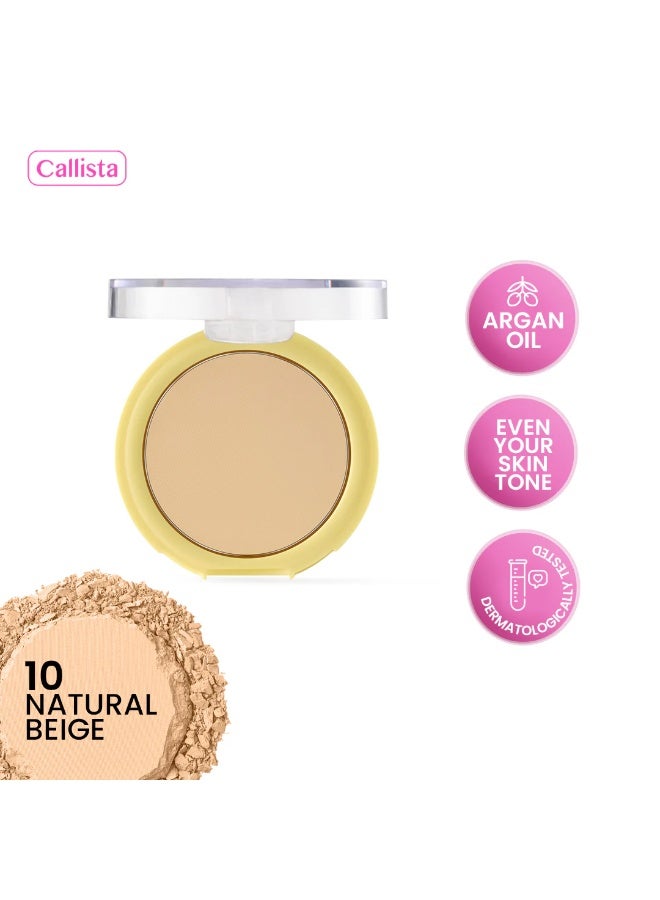 كاليستا بودرة مضغوطة Smooth & Matte رقم 10 – بودرة خفيفة للتحكم باللمعان مع زيت الأرغان لمظهر مطفي طبيعي - Image 2