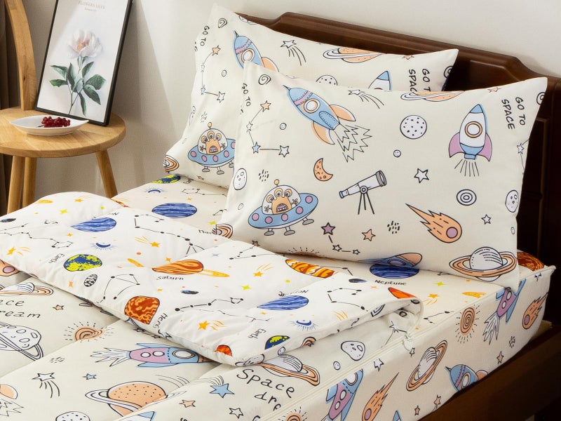 Aimuan Kids Space Zippered Comforter Set - Rocket Zipper Bedding for Boys Aliens UFO Theme, Twin - Image 1
