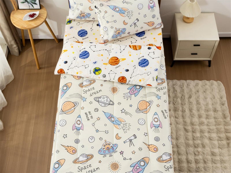 Aimuan Kids Space Zippered Comforter Set - Rocket Zipper Bedding for Boys Aliens UFO Theme, Twin - Image 2