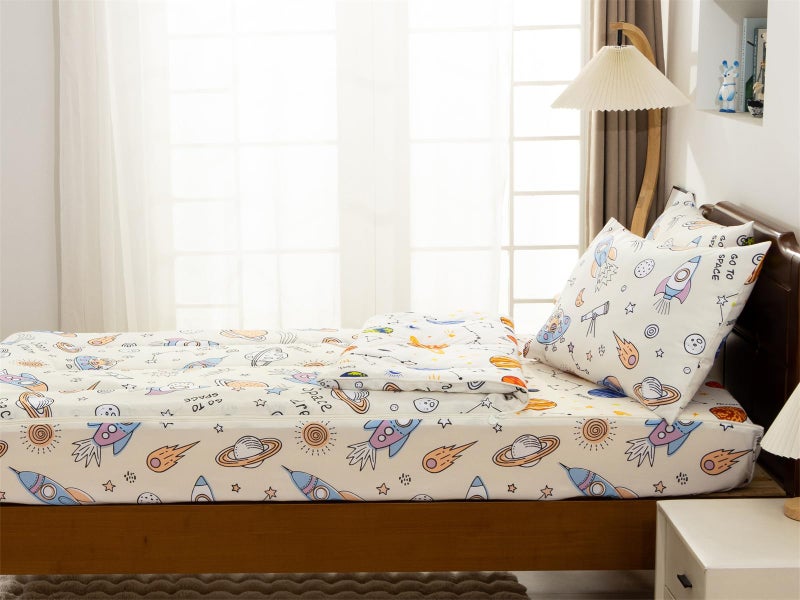 Aimuan Kids Space Zippered Comforter Set - Rocket Zipper Bedding for Boys Aliens UFO Theme, Twin - Image 3
