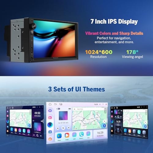 Eonon 4+64GB Android 14 Car Stereo-Double Din 7" Touchscreen with Wireless CarPlay & Android Auto, Fast Type-C PD/QC Charging, DSP, AHD Backup Camera, Steering Wheel Control-UX7A - Image 3