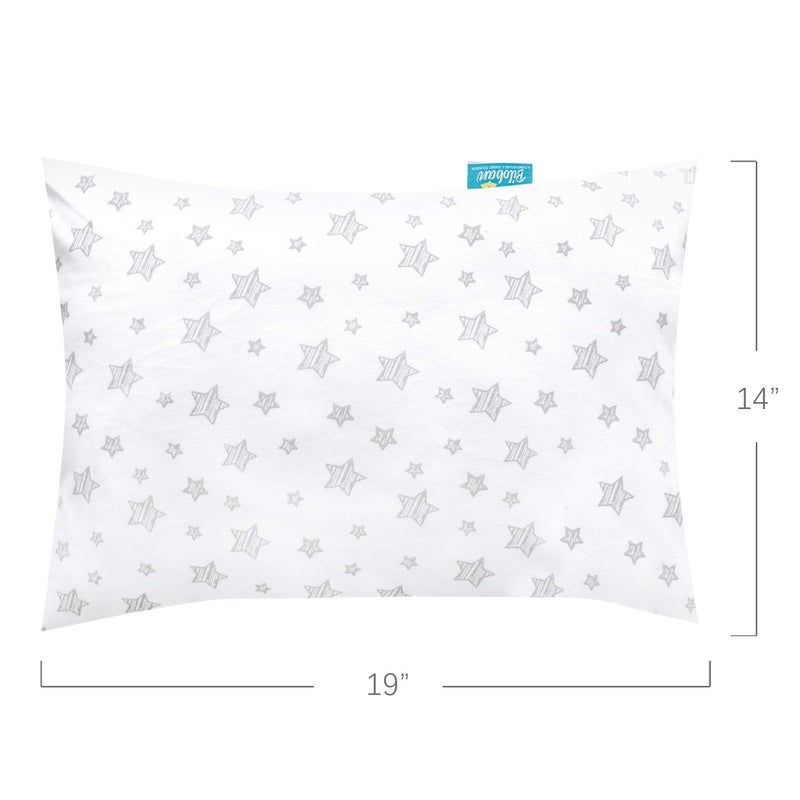 Biloban Organic Cotton Toddler Pillowcase 2 Pack Pillowcase Only Kids Pillowcase for Sleeping Fit Pillow Sized 13 x 18 or 14 x 19 Envelope Travel Pillow Case for Girl Boy Gray Heart  White Star - Image 3