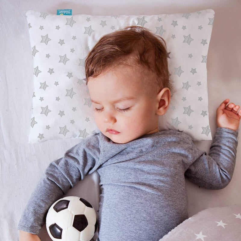 Biloban Organic Cotton Toddler Pillowcase 2 Pack Pillowcase Only Kids Pillowcase for Sleeping Fit Pillow Sized 13 x 18 or 14 x 19 Envelope Travel Pillow Case for Girl Boy Gray Heart  White Star - Image 2