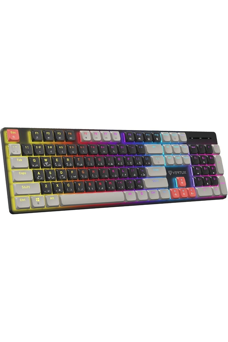 VERTUX Low-profile full mechanical gaming keyboard with 17 LED lighting modes and anti-ghosting keys - Image 1