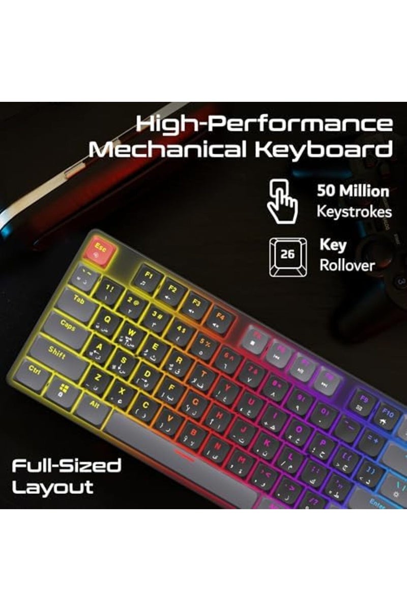 VERTUX Low-profile full mechanical gaming keyboard with 17 LED lighting modes and anti-ghosting keys - Image 4