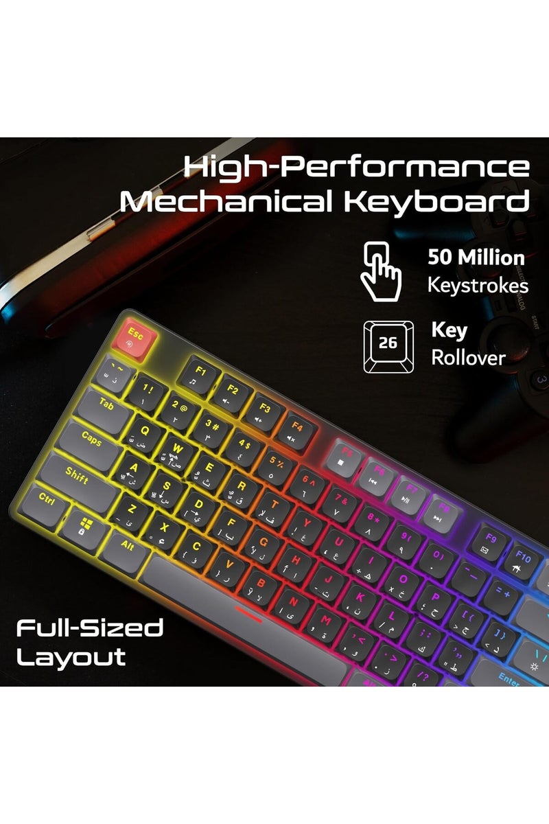 VERTUX Low-profile full mechanical gaming keyboard with 17 LED lighting modes and anti-ghosting keys - Image 3