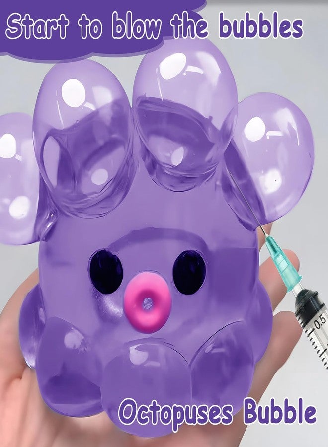 BharatBazaar Squishy Toy, Stress Relief Toys Adults, Anxiety Relief Toys, Office Stress Relief Toys, Purple Octopus Squeeze Figure for Desk Use, Comes with Bubble Blowing Tool - Image 4