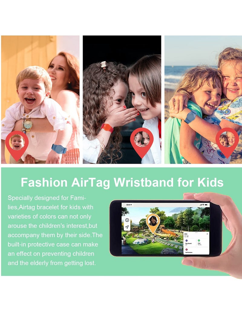 سوار معصم AirTag للأطفال مكون من قطعتين مع حزام نايلون قابل للتعديل وحامل جهاز تعقب GPS واقي ومضاد للضياع للأطفال الصغار وكبار السن (أزرق، أحمر) - Image 4