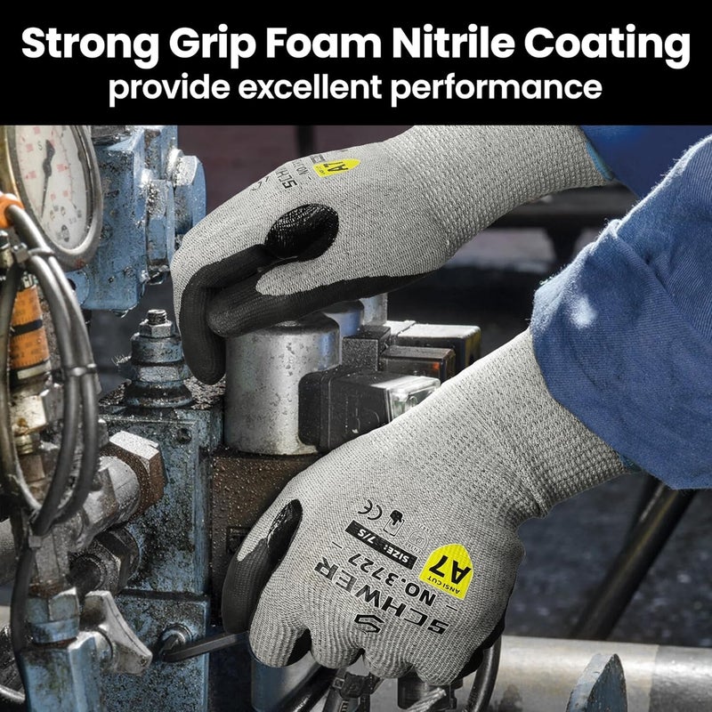 Schwer High Level Cut Resistant Work Gloves for High Risk Work, ANSI A7 Cutting Gloves with Reinforced Thumb, Used for WoodWorking, Construction, Non Slip, Durable, Breathable & Cool, L, 1 pair, PR3727 - Image 5