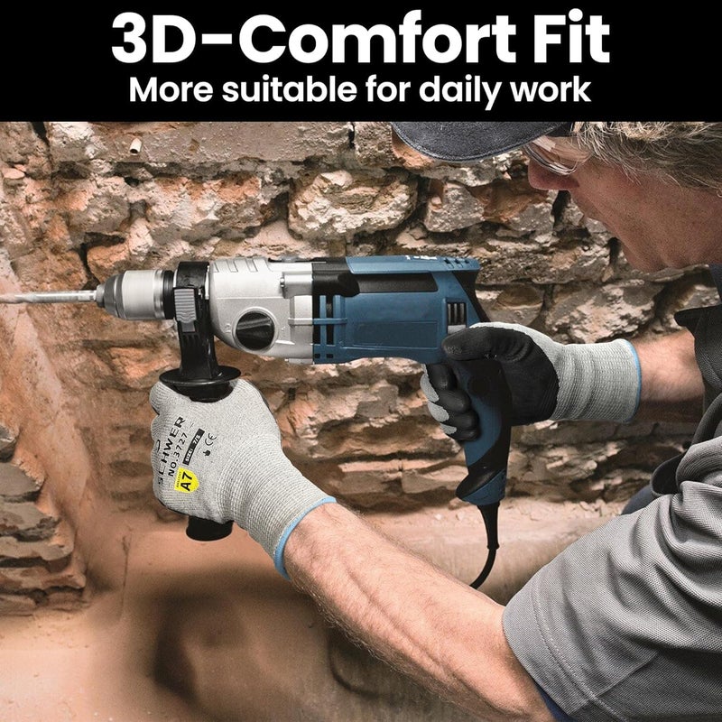 Schwer High Level Cut Resistant Work Gloves for High Risk Work, ANSI A7 Cutting Gloves with Reinforced Thumb, Used for WoodWorking, Construction, Non Slip, Durable, Breathable & Cool, L, 1 pair, PR3727 - Image 3