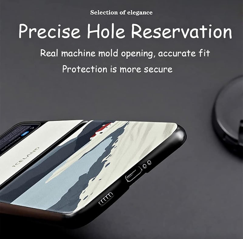 كاست ويف جراب جلدي فاخر مناسب لهاتف Samsung Galaxy Z Flip 3، لوحة مناظر طبيعية جميلة للنساء، رسم جلدي + واقي قلاب صلب من البولي كربونات لهاتف Galaxy Z Flip 3 5G 2021 Galaxy - Image 3