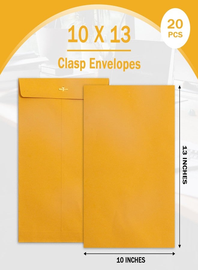 Goefun 10x13 Clasp Envelopes 20 Pack, Manilla Envelopes 10x13-100GSM Kraft Paper, Large Brown Yellow Mailing Envelopes with Clasp and Gummed Seal for Office - Image 2