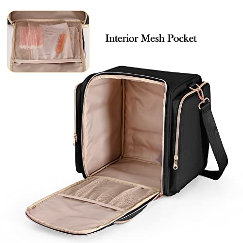 Prokva Travel Makeup Bag with 5 Removable Cases, Large Cosmetic Case Make up Organizer with Strap and Multiple Storage Pockets, Black (Patented Design) - Image 4