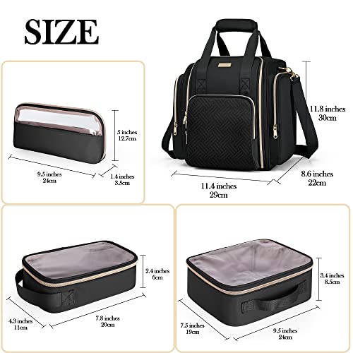 Prokva Travel Makeup Bag with 5 Removable Cases, Large Cosmetic Case Make up Organizer with Strap and Multiple Storage Pockets, Black (Patented Design) - Image 5