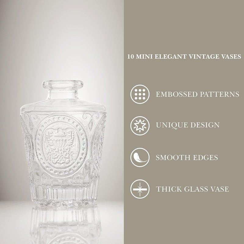 ABOUT SPACE Glass Bud Flower Vase – Pack of 10 Clear Glass Centrepiece for Mini Flowers-Sturdy Textured Drop Shaped Antique Collections for Wedding Decorations & Table Top Decor for Home,Restaurants - Image 4