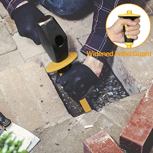 KURUI 3lb Sledge Hammer & Flat Chisel with Hand Protection for Tile/Rock/Masonry/Concrete/Brick/rockhounding, Mason Flat Head Chisel & Small Drilling Hammer with Anti-Slip Handle - Image 4