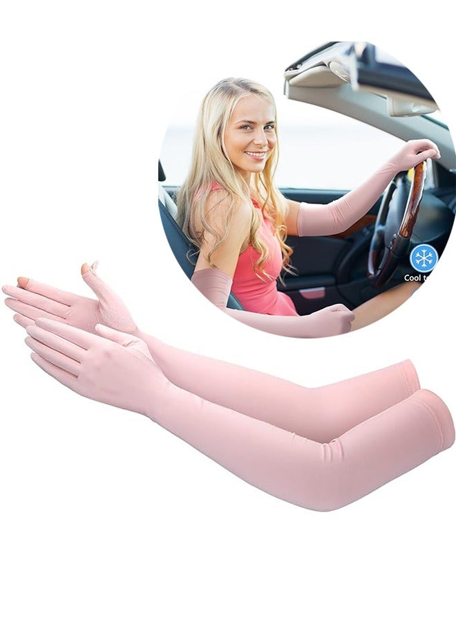 1 Pairs UV Long Sun Gloves Women's Sunblock Driving Gloves Non Slip Full Finger Arm Sun Protective for Outdoor Sports  - Image 1