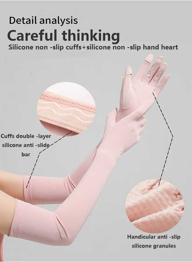 1 Pairs UV Long Sun Gloves Women's Sunblock Driving Gloves Non Slip Full Finger Arm Sun Protective for Outdoor Sports  - Image 4