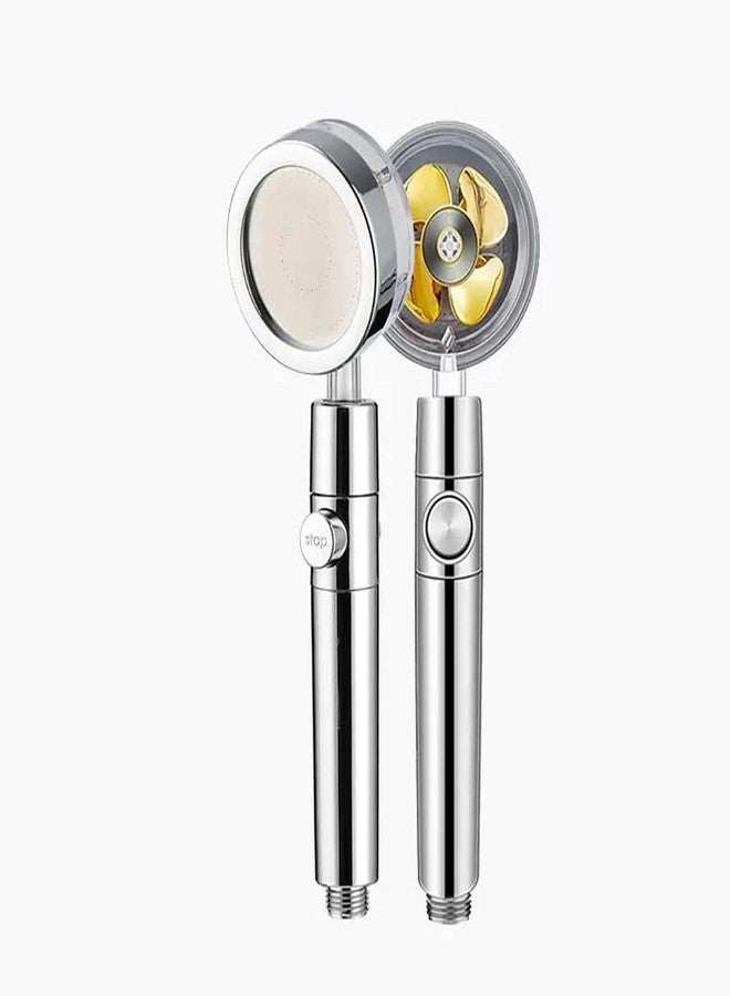BATH GURU Premium Look ABS Handheld 360° Rotating Water Shower Head Turbo Fan High Pressure Hand Shower Sprey Nozzle with On/Off Switch for Bathroom Chrome Plated (With 1.5 Mtr Shower tube) - Image 1