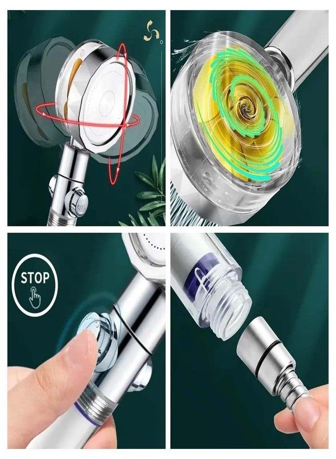 BATH GURU Premium Look ABS Handheld 360° Rotating Water Shower Head Turbo Fan High Pressure Hand Shower Sprey Nozzle with On/Off Switch for Bathroom Chrome Plated (With 1.5 Mtr Shower tube) - Image 2