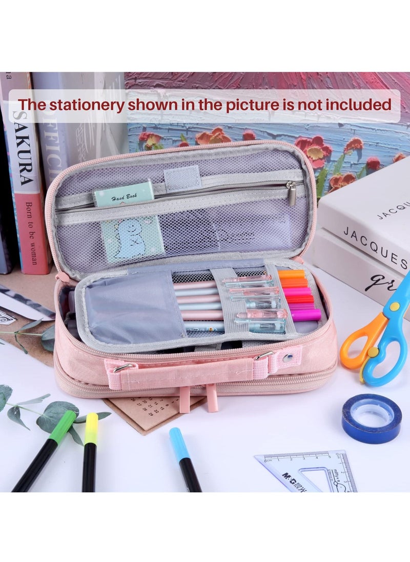 SYOSI - Large Pencil Case with 5 Compartments, Aesthetic Black Pencil Case, Stationery Organizer for Kids, Teenagers, Students, Black - Image 1