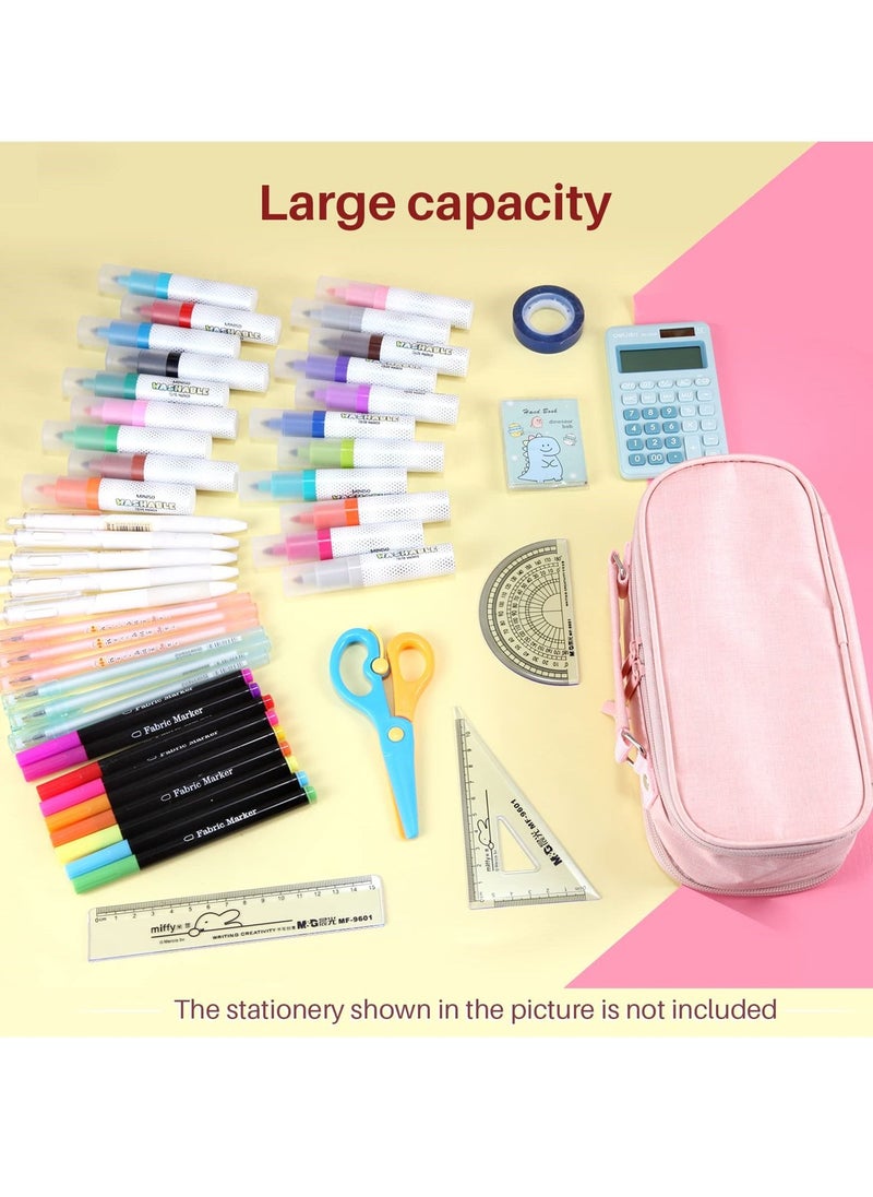 SYOSI - Large Pencil Case with 5 Compartments, Aesthetic Black Pencil Case, Stationery Organizer for Kids, Teenagers, Students, Black - Image 1