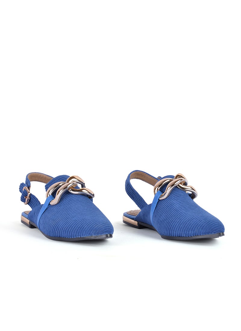 LIFESTYLISH - Mules Flat Cloth Plush SB-5 - Blue - Image 1