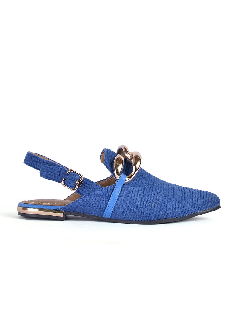 LIFESTYLISH - Mules Flat Cloth Plush SB-5 - Blue - Image 1