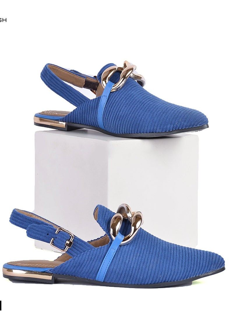 LIFESTYLISH - Mules Flat Cloth Plush SB-5 - Blue - Image 1