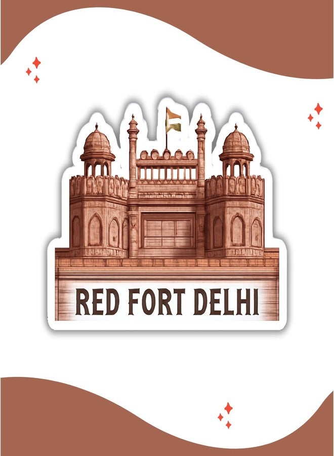 GiftOday Indian Red Fort Theme Souvenir Wooden Refrigerator Stylish Fridge Magnet - Red Fort Fridge Magnet Perfect Souvenir Gift for Office, Kitchen, Fridge Decoration | Size 3x3 Inch | Pack of 1 - Image 5