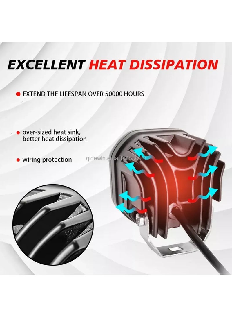 توبيز مصابيح عمل TBS S40W PRO مقاومة للماء للقيادة على الطرق الوعرة، مصابيح LED بيضاء وصفراء للقيادة، مصابيح ضباب، قطعتان من 3 بوصات 40 وات لسيارات جيب 4X4 على الطرق الوعرة - S40 (2 color) - Image 5