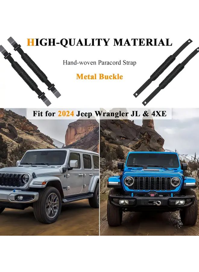 مقابض الحبل الأزرق للسيارة جيب رانجلر JL وجلادياتور JT 4XE الأمامية والخلفية لقضيب التدحرج - Image 3