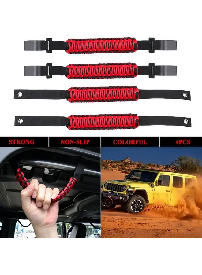 مقابض الحبل الأزرق للسيارة جيب رانجلر JL وجلادياتور JT 4XE الأمامية والخلفية لقضيب التدحرج - Image 1